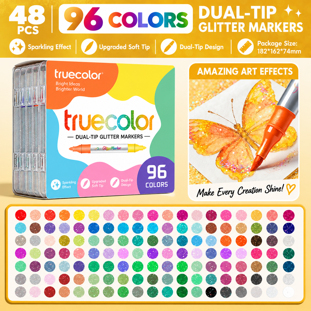 🏆Marqueurs à paillettes magiques ✨ Stylos artistiques bicolores à double pointe