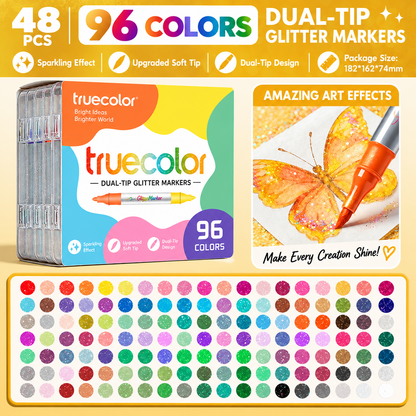 🏆Marqueurs à paillettes magiques ✨ Stylos artistiques bicolores à double pointe