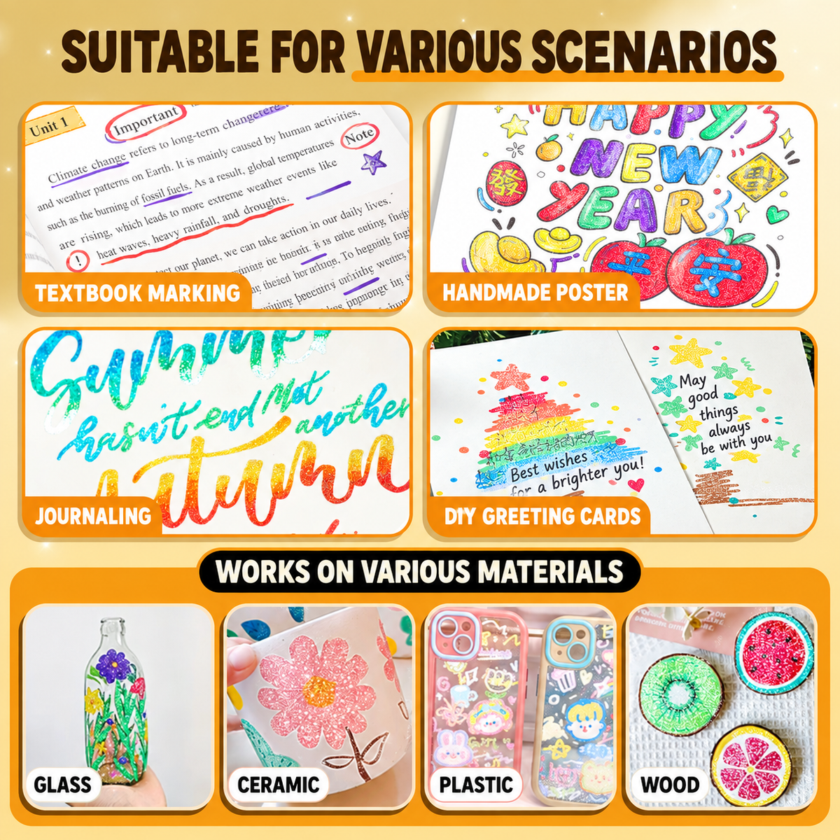 🏆Marqueurs à paillettes magiques ✨ Stylos artistiques bicolores à double pointe