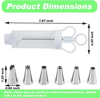 📢📢50% DE RÉDUCTION !! ⏰ Kit Pistolet à Décorer les Gâteaux en Inox – Set Complet avec 18 Embouts & Douilles – Décorez l’Intérieur & l’Extérieur.