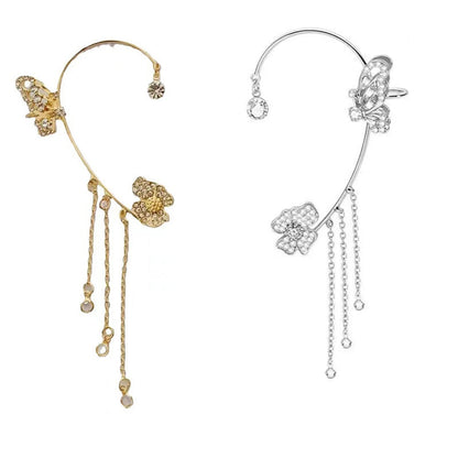✨🦋Boucles d'oreilles avec zircone et pompons en forme de papillons