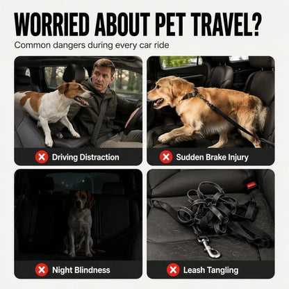 🐶🚗 Ceinture de sécurité réfléchissante et élastique pour animaux de compagnie – Système de retenue réglable pour voiture avec amortisseur de chocs