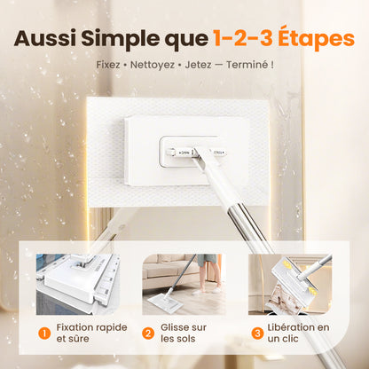 🏆Balai-serpillère anti-poussière jetable avec 4 chiffons réutilisables