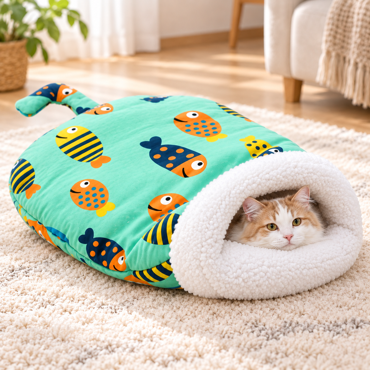 🐈🛏️ Nid-caverne Semi-fermé pour Chats et Petits Chiens – Chaud, Coupe-vent et Douillet pour un Sommeil Profond