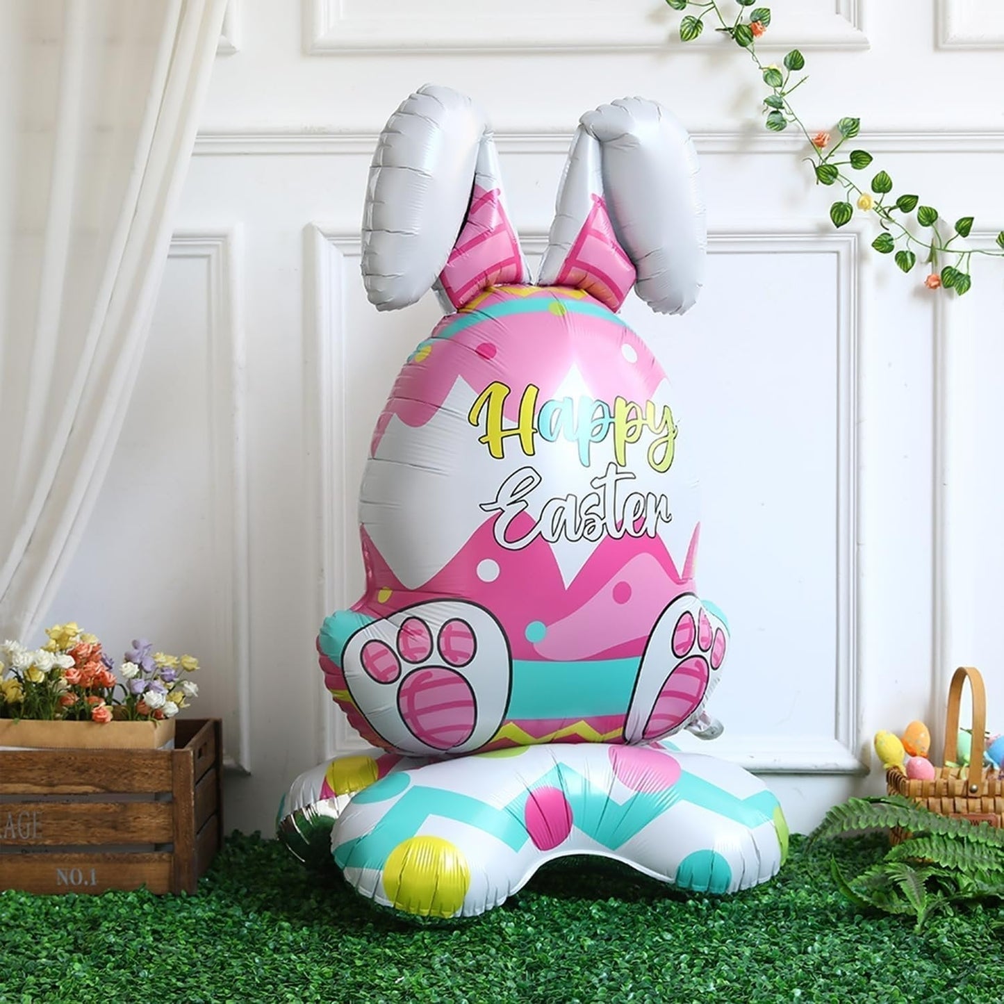 🐰 58% DE RÉDUCTION ! 🎉 Ballons 3D sur Pied pour Pâques – Géants Lapin/Carotte/Poussin/Œuf – Décoration Festive, Gonflage à l'Air & Parfait pour Enfants/Jardin 🌷