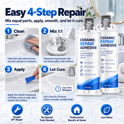 ✨ Donnez une seconde vie à vos surfaces abîmées ! 🛠️ Pâte de réparation pour céramique : toilettes, lavabos, baignoires, carrelage et marbre 🚽🚰🛁