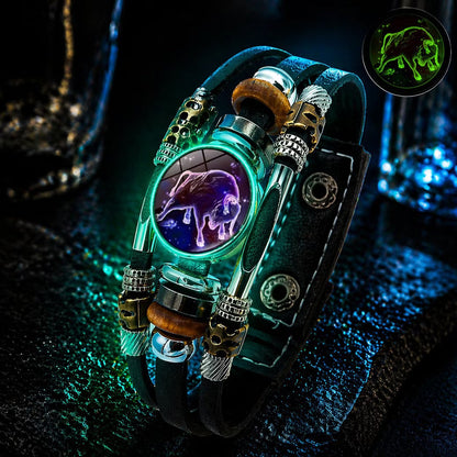 💥Soldes du dernier jour – 57 % de réduction ☪️Bracelet en cuir phosphorescent avec signe du zodiaque pour homme et femme (6,9/8,1 pouces)♑️