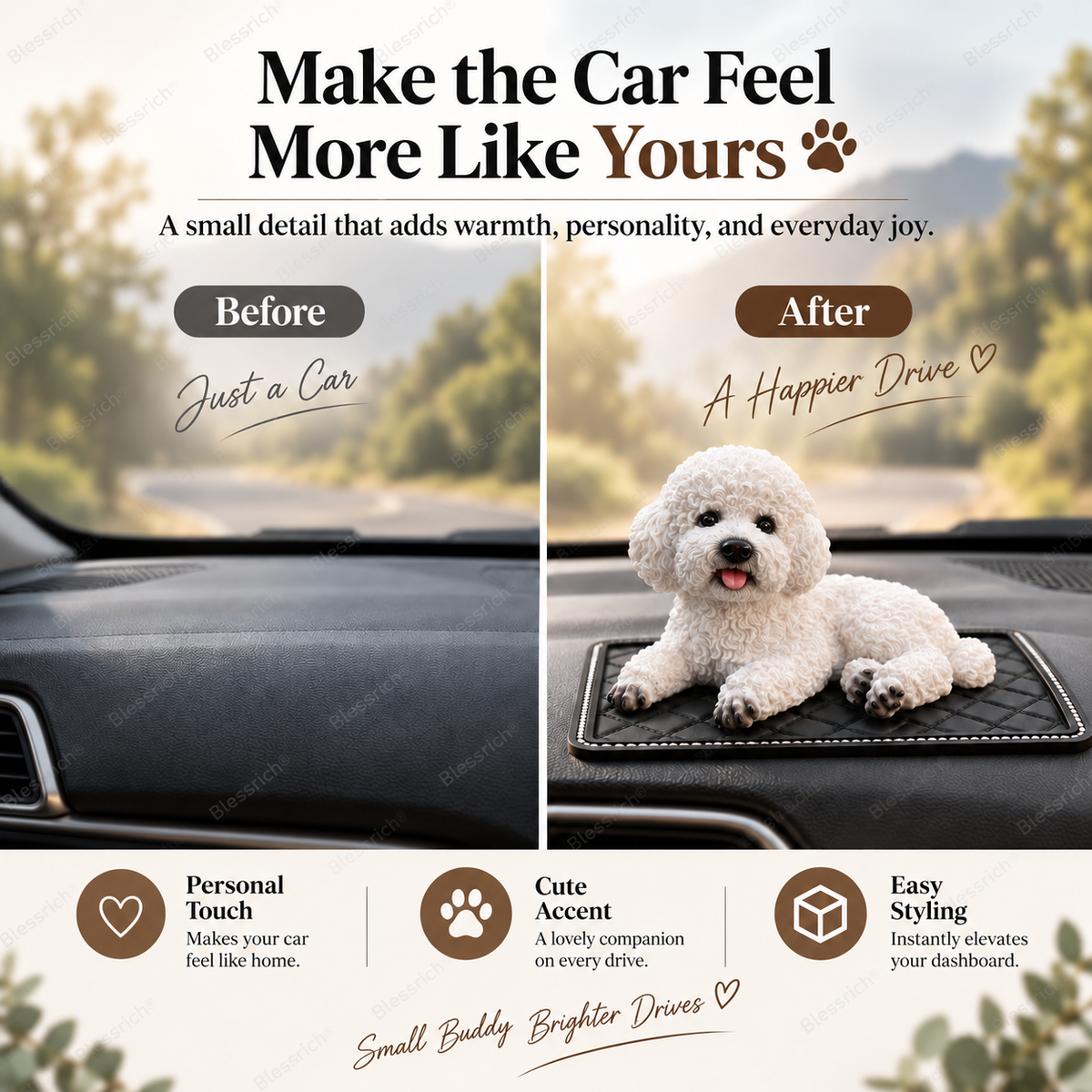Décoration de voiture « Caniche » – La touche la plus mignonne pour votre tableau de bord 🐶✨