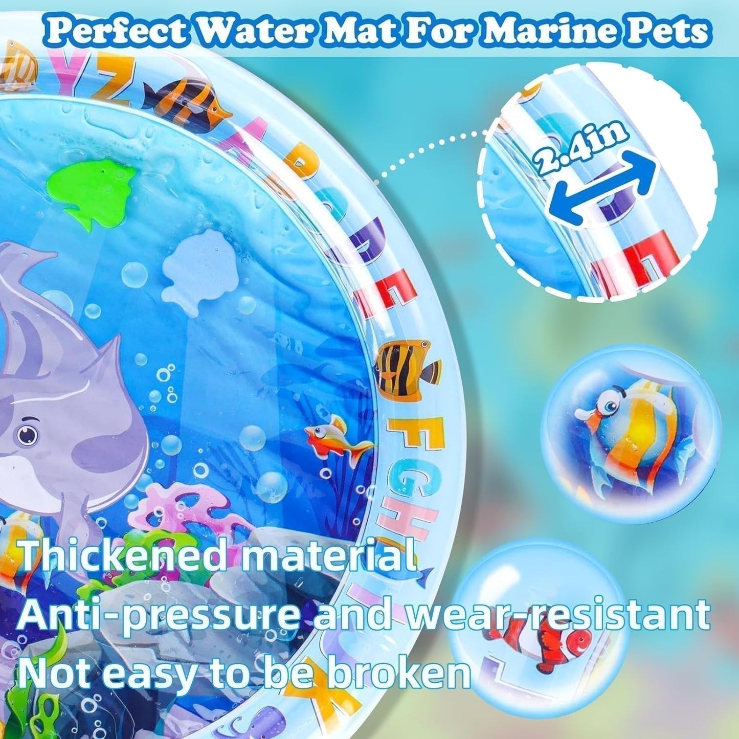 😻Tapis aquatique pour animaux de compagnie – jouet interactif avec des poissons flottants + tapis rafraîchissant pour l'été