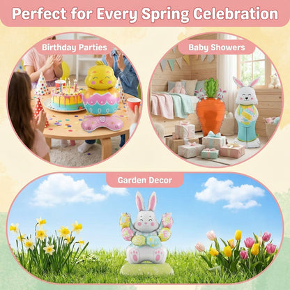 🐰 58% DE RÉDUCTION ! 🎉 Ballons 3D sur Pied pour Pâques – Géants Lapin/Carotte/Poussin/Œuf – Décoration Festive, Gonflage à l'Air & Parfait pour Enfants/Jardin 🌷