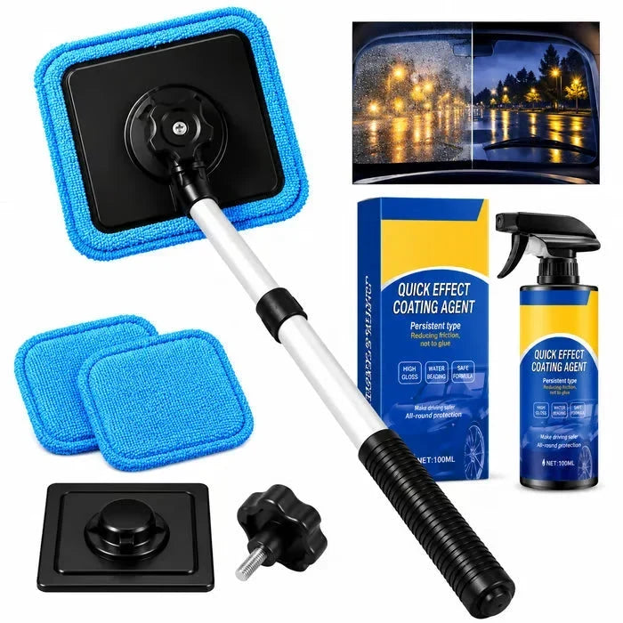 Nettoyant magnétique double face pour vitres de voiture | Kit de nettoyage sans traces pour vitres automobiles