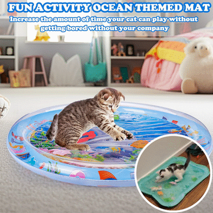 😻Tapis aquatique pour animaux de compagnie – jouet interactif avec des poissons flottants + tapis rafraîchissant pour l'été