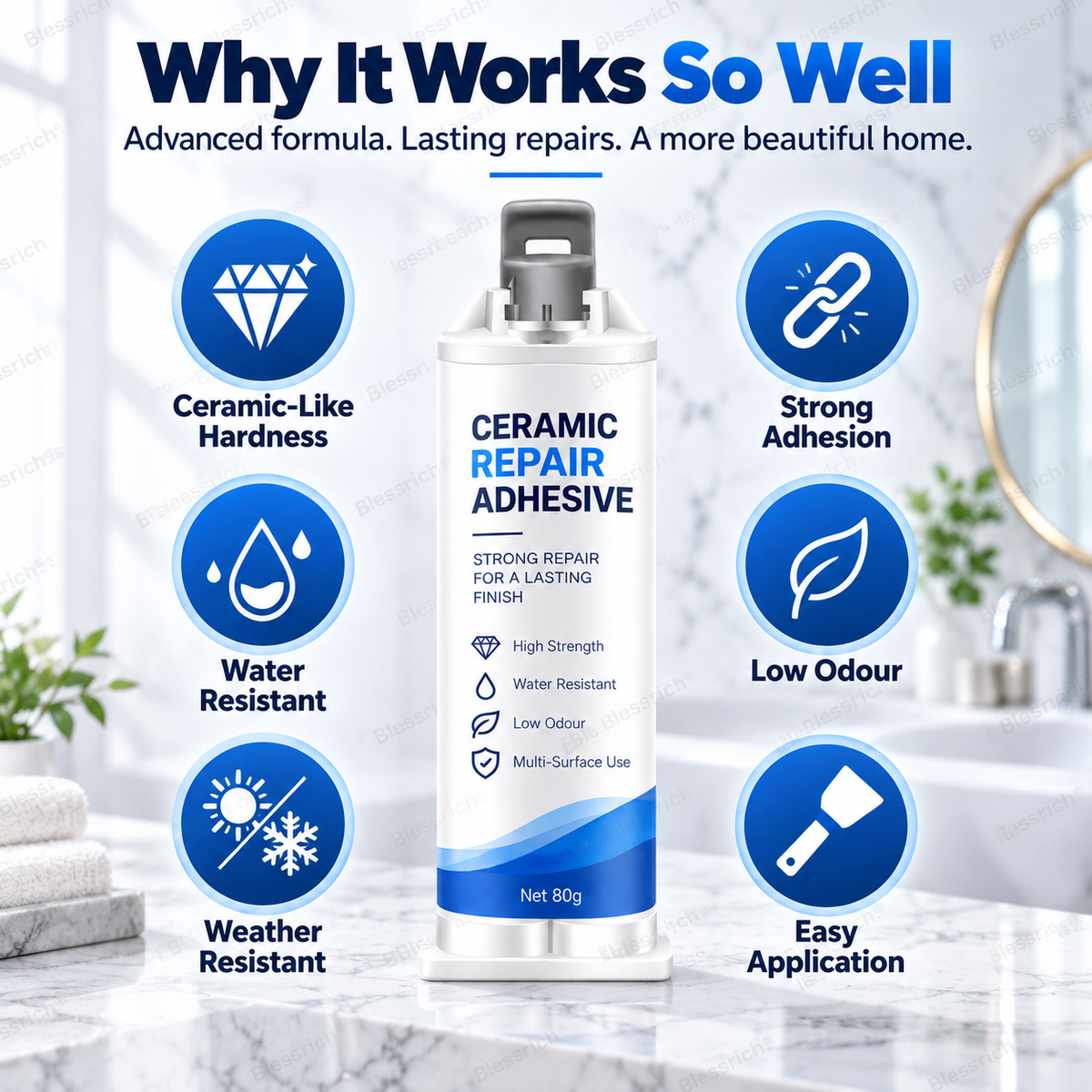 ✨ Donnez une seconde vie à vos surfaces abîmées ! 🛠️ Pâte de réparation pour céramique : toilettes, lavabos, baignoires, carrelage et marbre 🚽🚰🛁