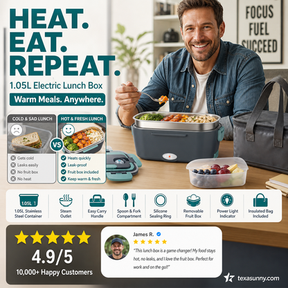 🎉 FLASH SALE 2027 – 50 % DE RÉDUCTION ! 🍱 Boîte repas chauffante électrique portable 2-en-1 – 12 V voiture et 230 V maison – double usage, 1,5 L en acier inoxydable 🔌