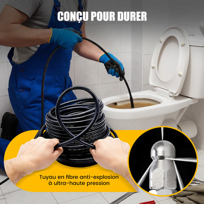 💦 50% DE RÉDUCTION ! 🚿 Kit de Nettoyage Haute Pression 5800 PSI pour Égouts - Buse Rotative et Flexible Renforcé pour Déboucher les Canalisations 🛠️✨