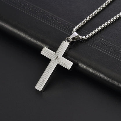💖Dernier jour 50% de réduction - ✝️Collier croix de Scibble avec prière du Seigneur