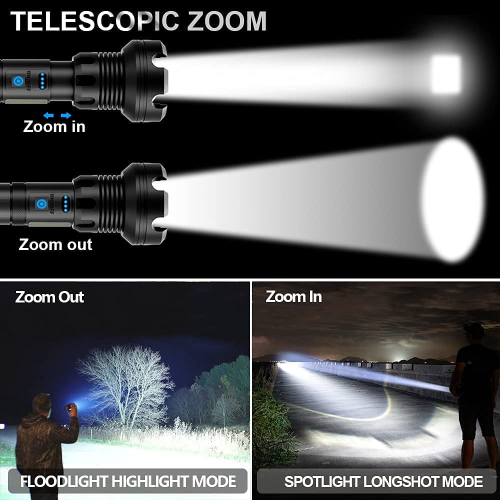 Lampe torche tactique rechargeable à LED et laser 9000 lumens