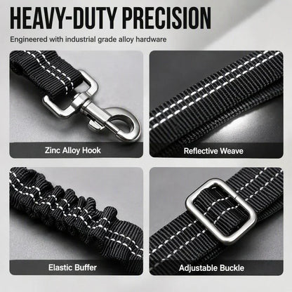 🐶🚗 Ceinture de sécurité réfléchissante et élastique pour animaux de compagnie – Système de retenue réglable pour voiture avec amortisseur de chocs