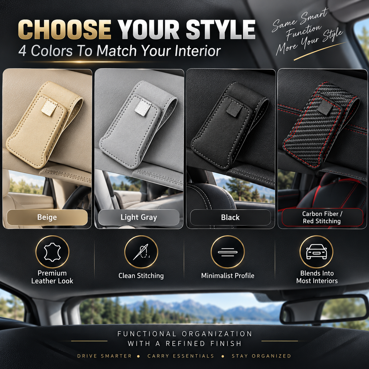 🕶️Porte-lunettes de soleil pour voiture : support à double pince pour lunettes de vue et pince pour tickets et cartes