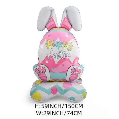🐰 58% DE RÉDUCTION ! 🎉 Ballons 3D sur Pied pour Pâques – Géants Lapin/Carotte/Poussin/Œuf – Décoration Festive, Gonflage à l'Air & Parfait pour Enfants/Jardin 🌷