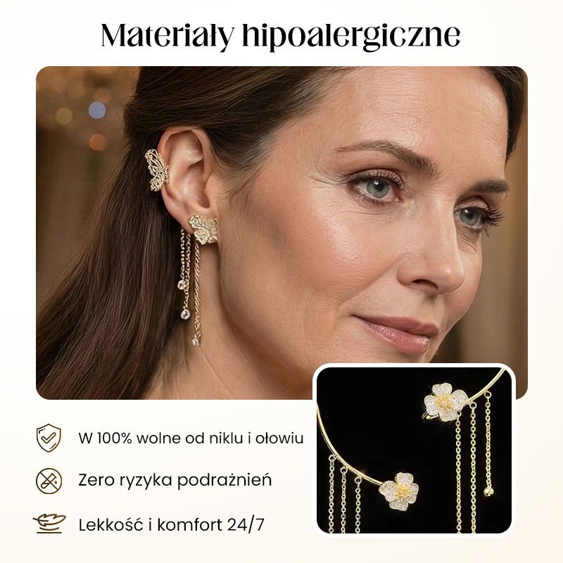 ✨🦋Boucles d'oreilles avec zircone et pompons en forme de papillons