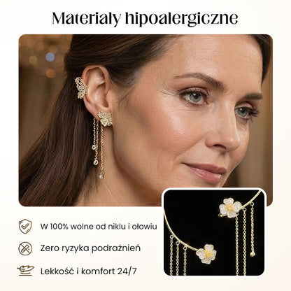 ✨🦋Boucles d'oreilles avec zircone et pompons en forme de papillons