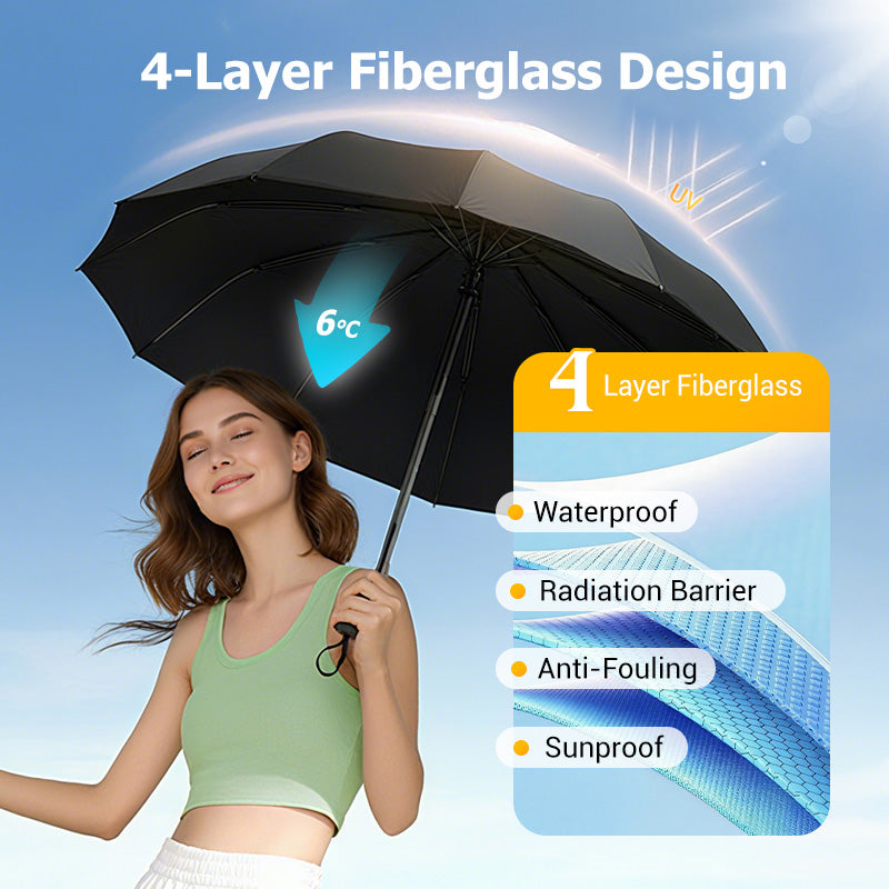 🌂55 % de réduction🔥Grand parapluie pliable avec 12 baleines résistantes au vent