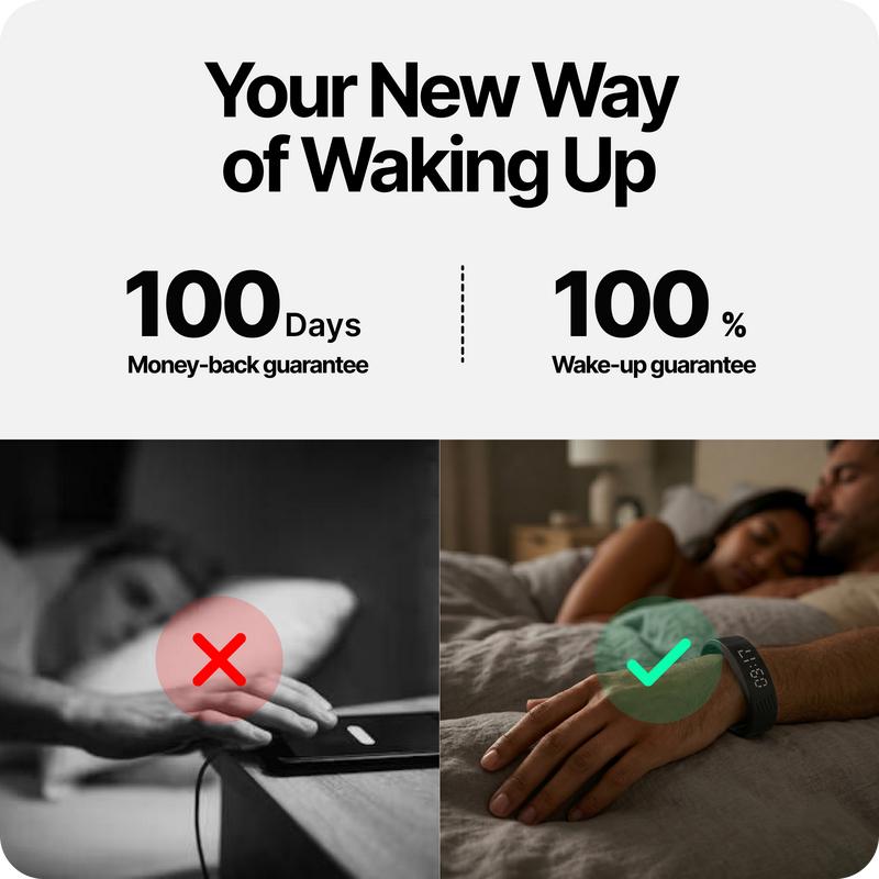 ⌚ Réveil vibrant silencieux DREANNO® - Dispositif de réveil à porter au poignet pour les gros dormeurs, évite de déranger votre partenaire, 2 niveaux d'intensité, jusqu'à 10 alarmes, batterie rechargeable de plus de 40 jours