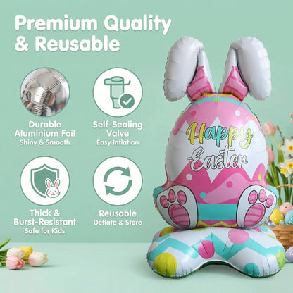 🐰 58% DE RÉDUCTION ! 🎉 Ballons 3D sur Pied pour Pâques – Géants Lapin/Carotte/Poussin/Œuf – Décoration Festive, Gonflage à l'Air & Parfait pour Enfants/Jardin 🌷