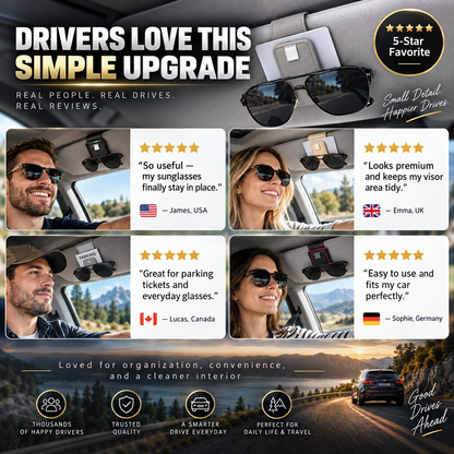 🕶️Porte-lunettes de soleil pour voiture : support à double pince pour lunettes de vue et pince pour tickets et cartes