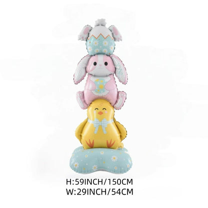🐰 58% DE RÉDUCTION ! 🎉 Ballons 3D sur Pied pour Pâques – Géants Lapin/Carotte/Poussin/Œuf – Décoration Festive, Gonflage à l'Air & Parfait pour Enfants/Jardin 🌷