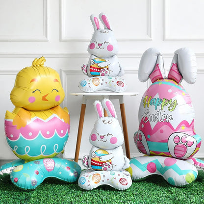 🐰 58% DE RÉDUCTION ! 🎉 Ballons 3D sur Pied pour Pâques – Géants Lapin/Carotte/Poussin/Œuf – Décoration Festive, Gonflage à l'Air & Parfait pour Enfants/Jardin 🌷