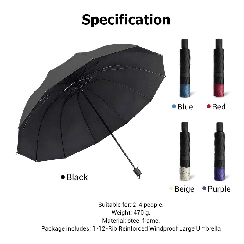 🌂55 % de réduction🔥Grand parapluie pliable avec 12 baleines résistantes au vent