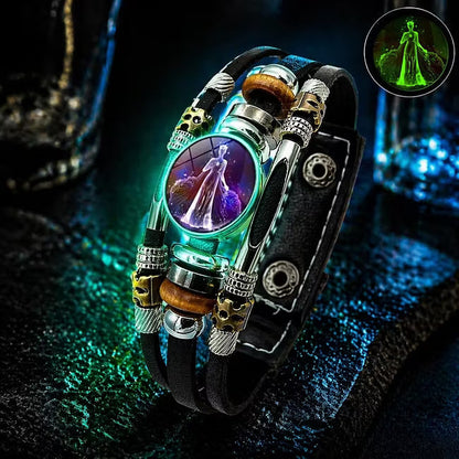 💥Soldes du dernier jour – 57 % de réduction ☪️Bracelet en cuir phosphorescent avec signe du zodiaque pour homme et femme (6,9/8,1 pouces)♑️
