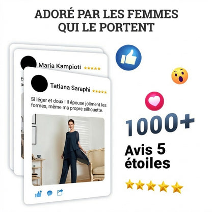 Ensemble composé d'un haut asymétrique charmant et d'un pantalon à jambes larges