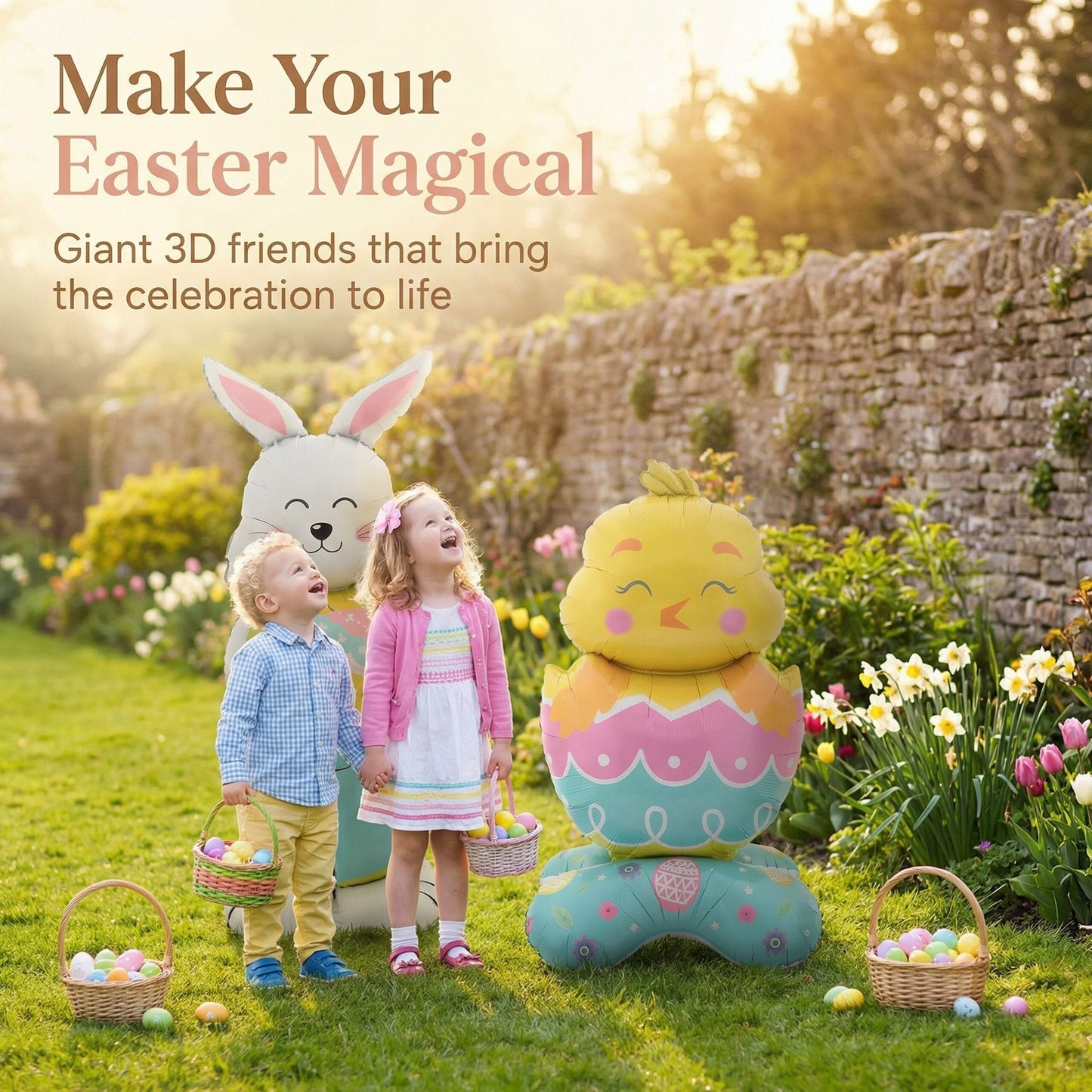 🐰 58% DE RÉDUCTION ! 🎉 Ballons 3D sur Pied pour Pâques – Géants Lapin/Carotte/Poussin/Œuf – Décoration Festive, Gonflage à l'Air & Parfait pour Enfants/Jardin 🌷