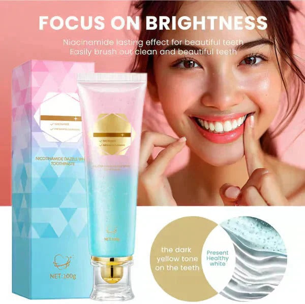 💖Dentifrice à la niacinamide pour des dents d'un blanc éclatant🦷Des dents d'un blanc nacré🦷La nouvelle arme secrète pour votre sourire !