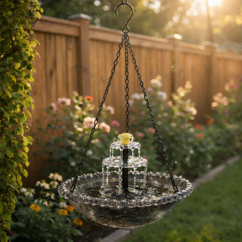 🔥💐 SOLDES DE PRINTEMPS - 50 % DE RÉDUCTION ⚡ PLUS DE 50 000 VENDUS ! 🐦 Baignoire à oiseaux suspendue solaire – Fontaine ou distributeur de nourriture pour oiseaux