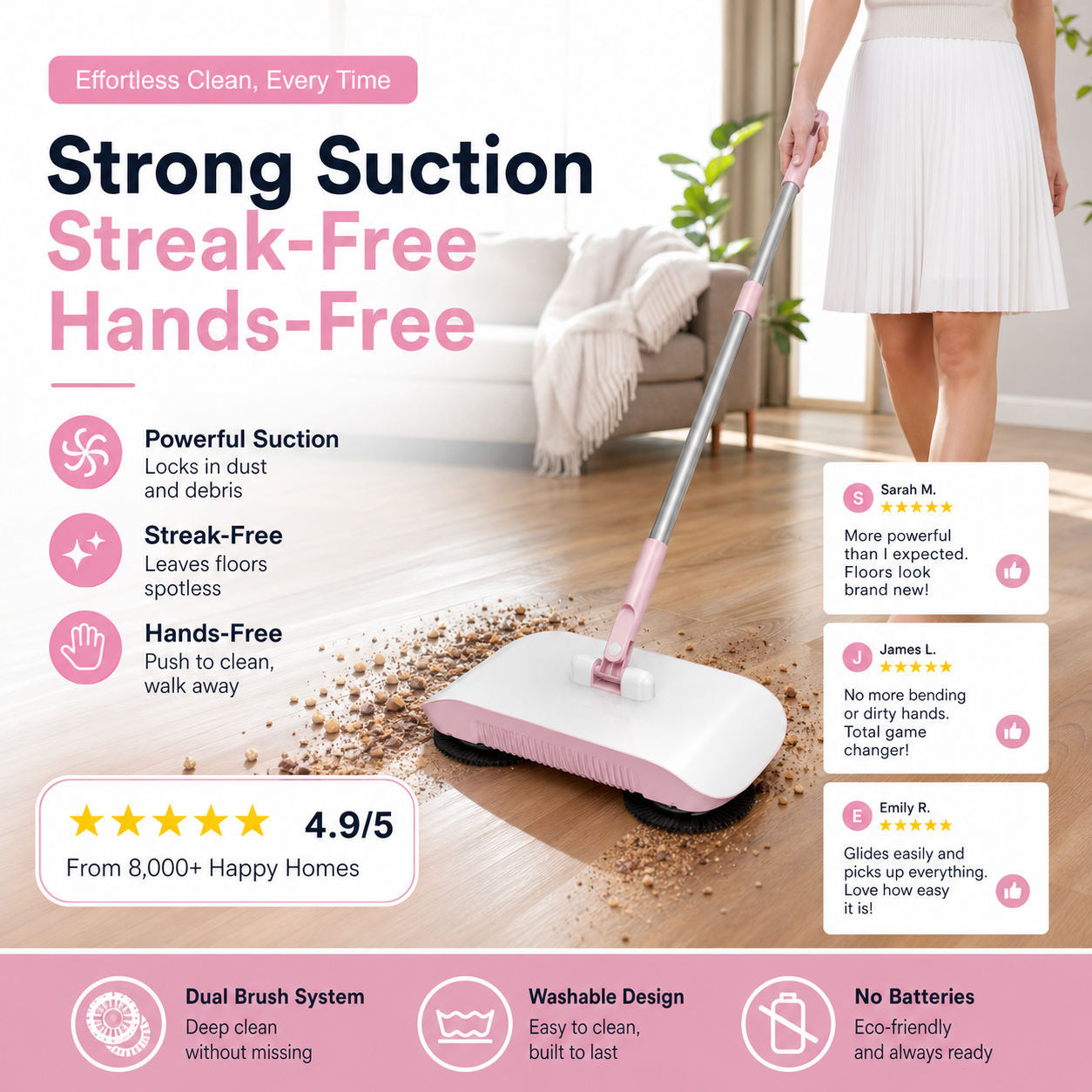 Aspirateur Robot Intelligent avec Fraises et Balai