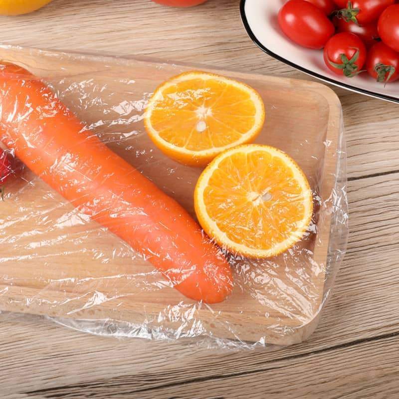 Lot de 100 films étirables jetables pour bols et assiettes, couvercles élastiques pour récipients, alternative au film alimentaire pour conserver les restes, les fruits, les légumes et les aliments en cuisine