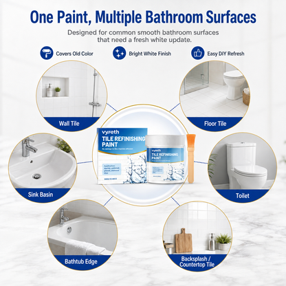 Peinture de rénovation blanche pour carrelage – Revêtement imperméable et anti-taches à appliquer soi-même sur les carreaux, les éviers et les toilettes