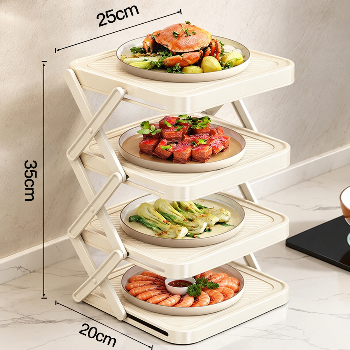 🍽️ -50 % MAINTENANT ! 📦 Support de rangement 4 niveaux pour bols – Pliable, stable et optimise l'espace de votre cuisine
