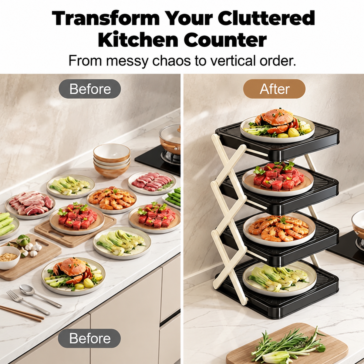 🍽️ -50 % MAINTENANT ! 📦 Support de rangement 4 niveaux pour bols – Pliable, stable et optimise l'espace de votre cuisine