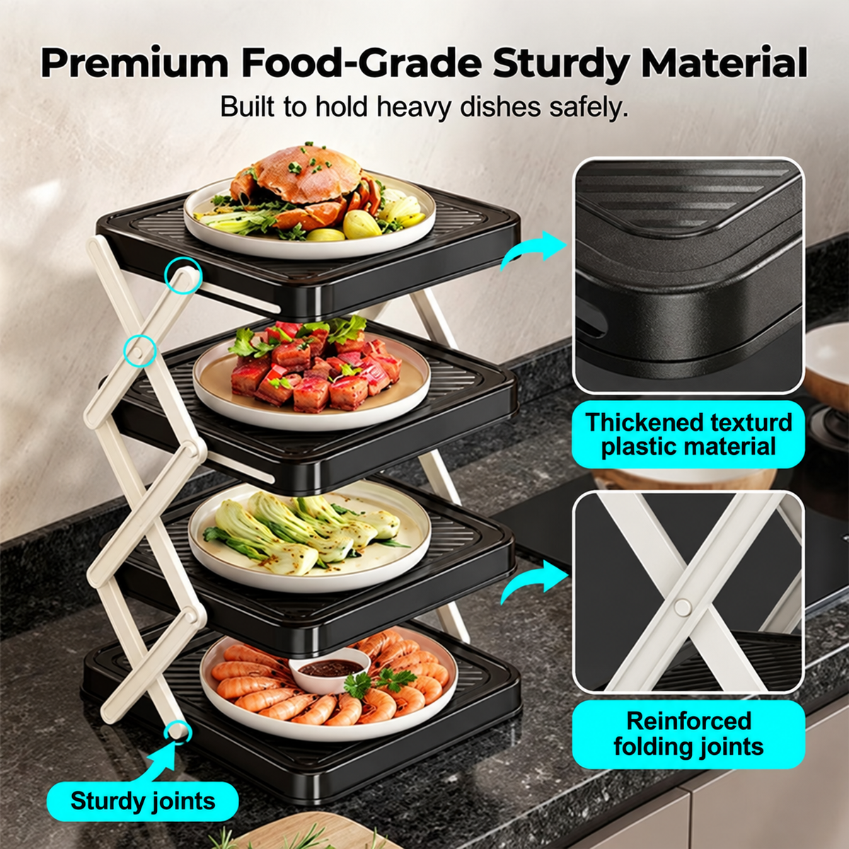 🍽️ -50 % MAINTENANT ! 📦 Support de rangement 4 niveaux pour bols – Pliable, stable et optimise l'espace de votre cuisine