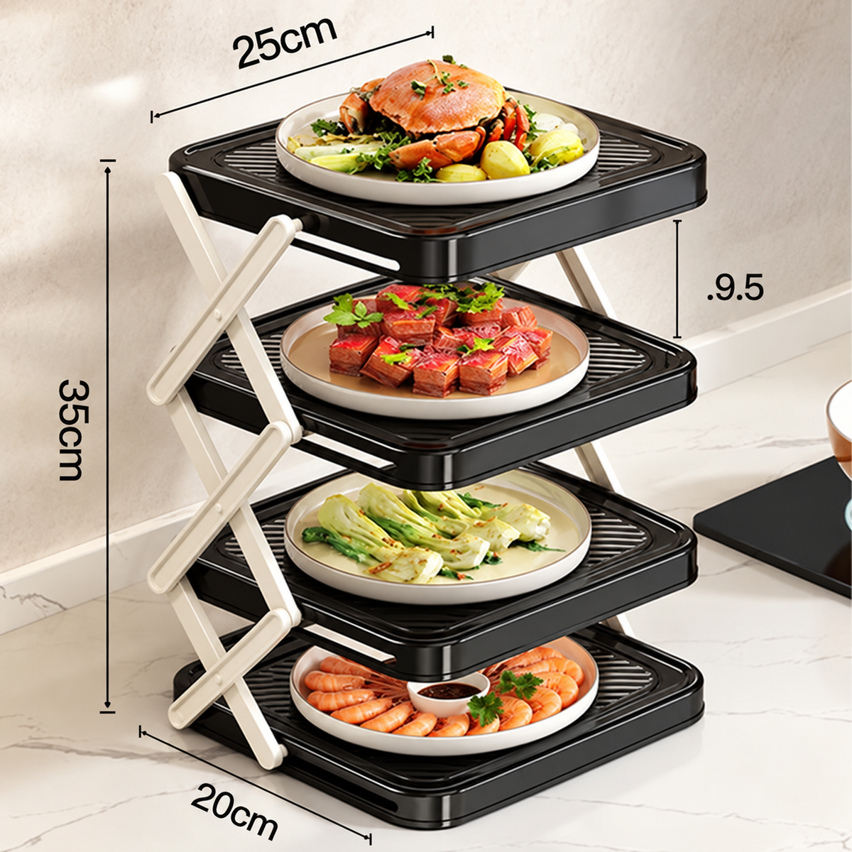 🍽️ -50 % MAINTENANT ! 📦 Support de rangement 4 niveaux pour bols – Pliable, stable et optimise l'espace de votre cuisine