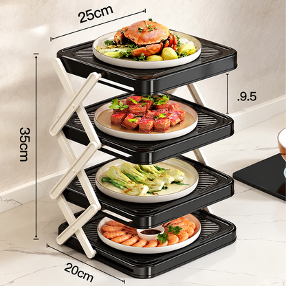 🍽️ -50 % MAINTENANT ! 📦 Support de rangement 4 niveaux pour bols – Pliable, stable et optimise l'espace de votre cuisine