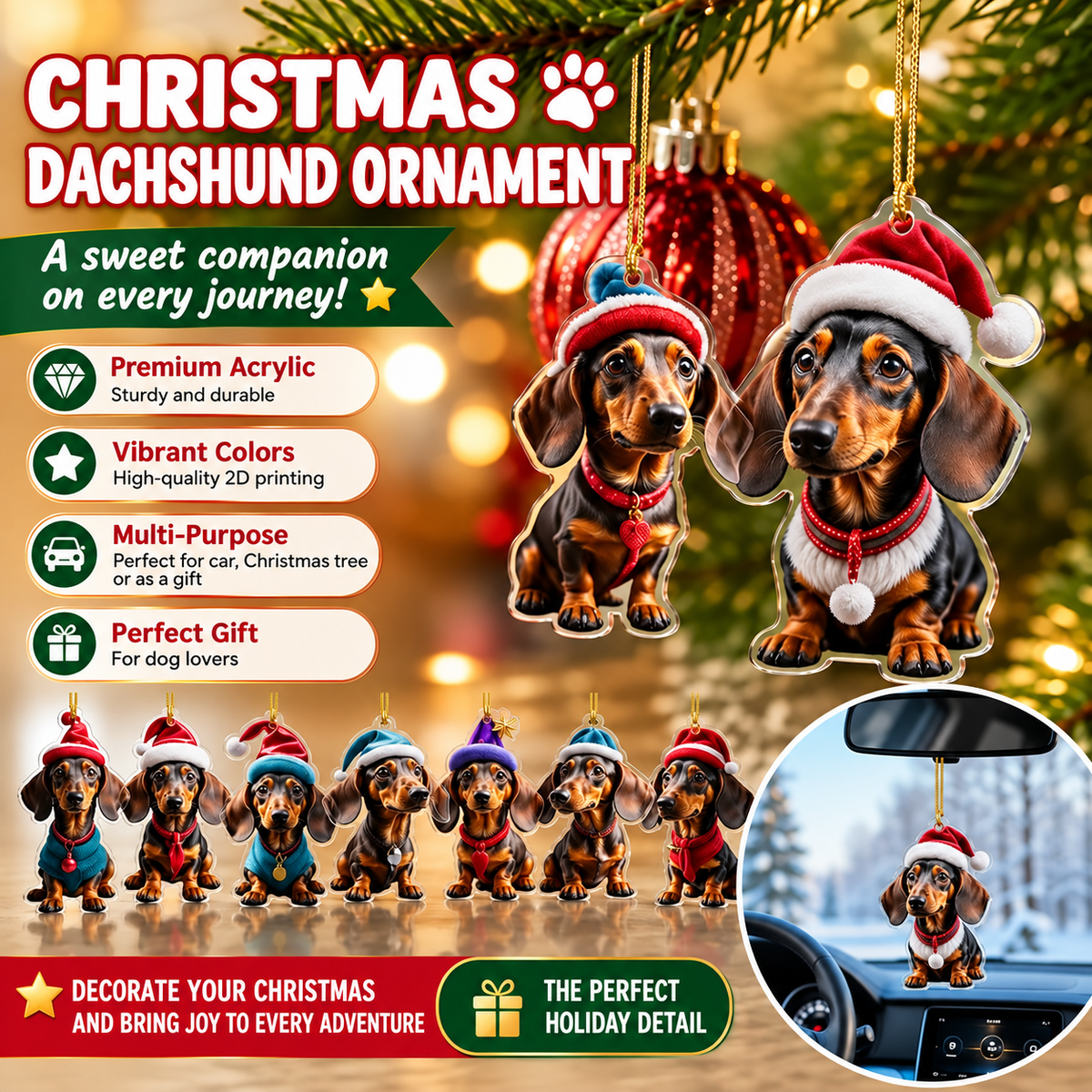 ⏳🔥50 % DE RÉDUCTION POUR UNE DURÉE LIMITÉE ! ⏰🎄 Décorations de sapin de Noël en forme de chiot 🐕🎁