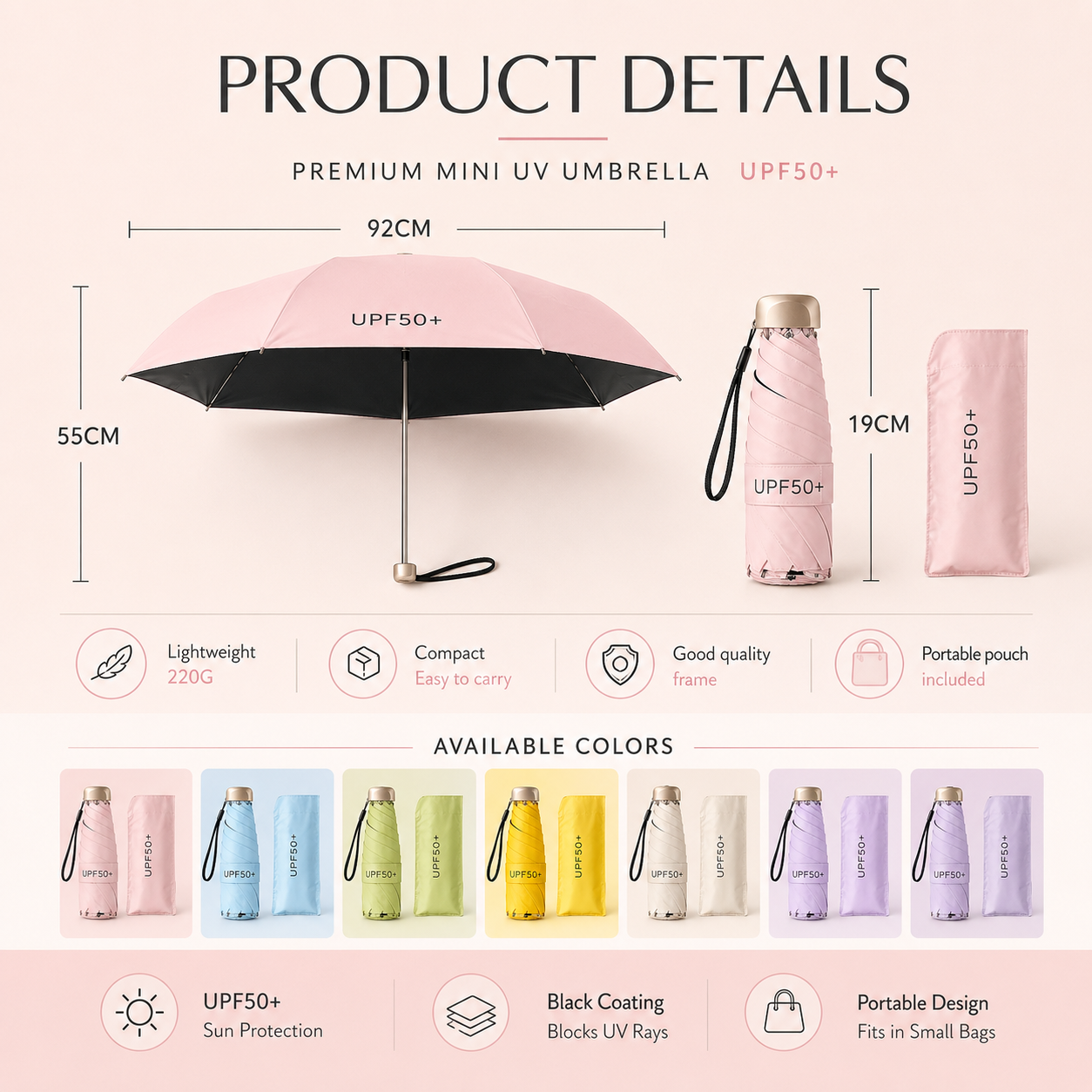 ⏰🔥 50 % DE RÉDUCTION – OFFRE À DURÉE LIMITÉE ! ☂️ Parapluie pliable de type capsule – Léger, compact et prêt à tout 🌦️✨