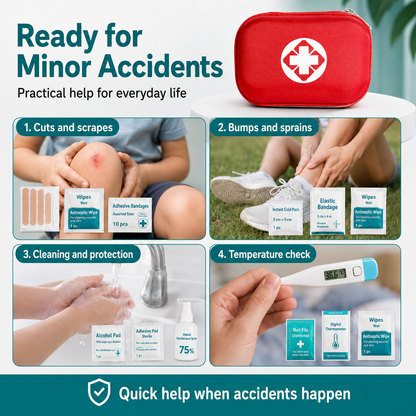 Trousse de premiers secours : trousse d'urgence portable pour la maison — avec tous les accessoires | Ensemble de 26 pièces