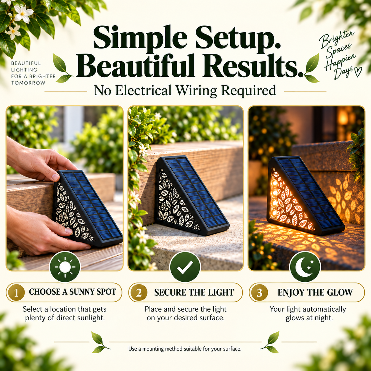 🌙 50 % DE RÉDUCTION ! Lampes d'escalier solaires à détecteur de mouvement – Batterie longue durée, étanchéité IP65 et éclairage floral personnalisable à monter soi-même. Pas de câblage nécessaire pour les jardins, les terrasses et les allées.